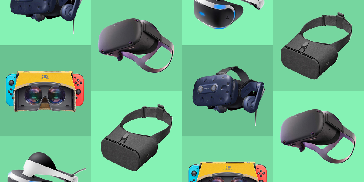 vr очки разных фирм на зеленом фоне