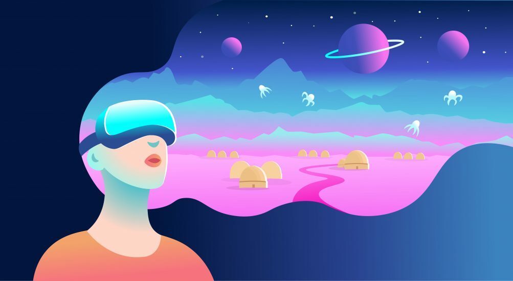 девушка в VR очках