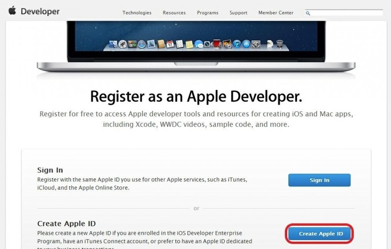 Регистрация аккаунта в AppStore